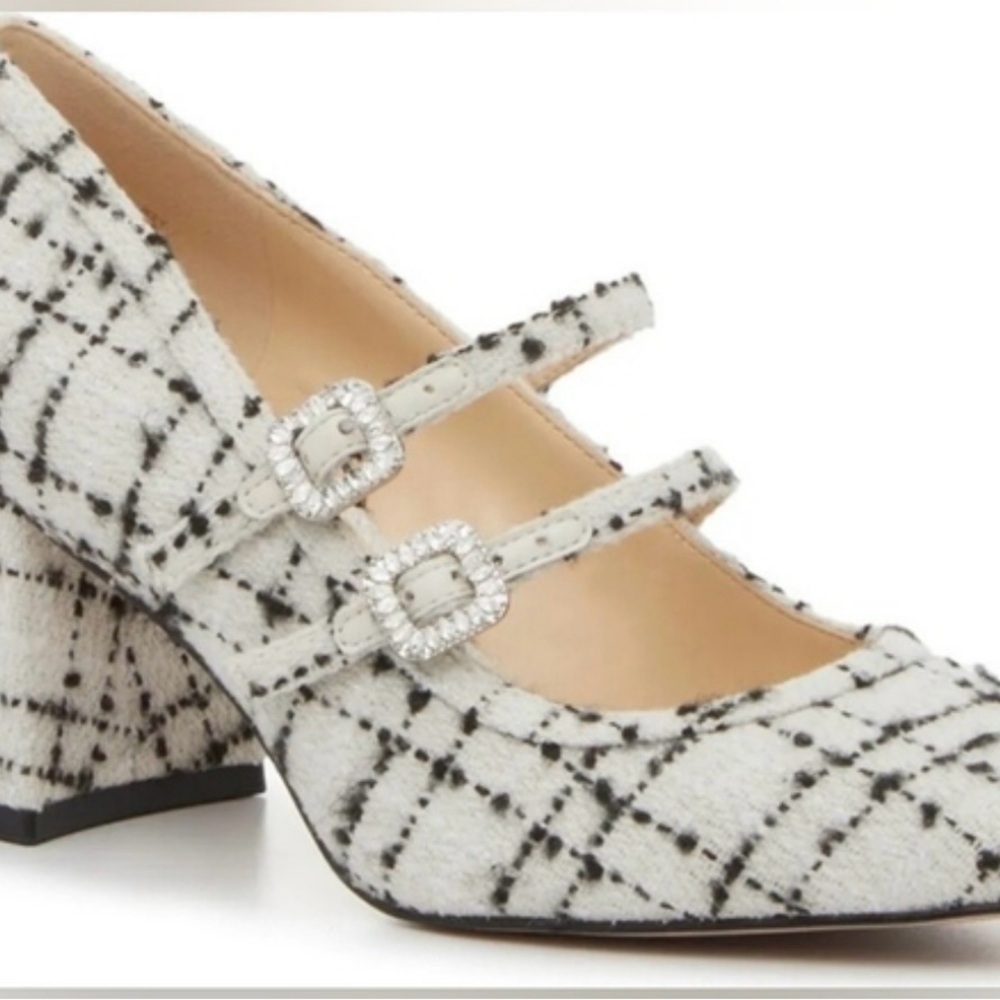 Jessica Simpson Black and White Tweed Heels